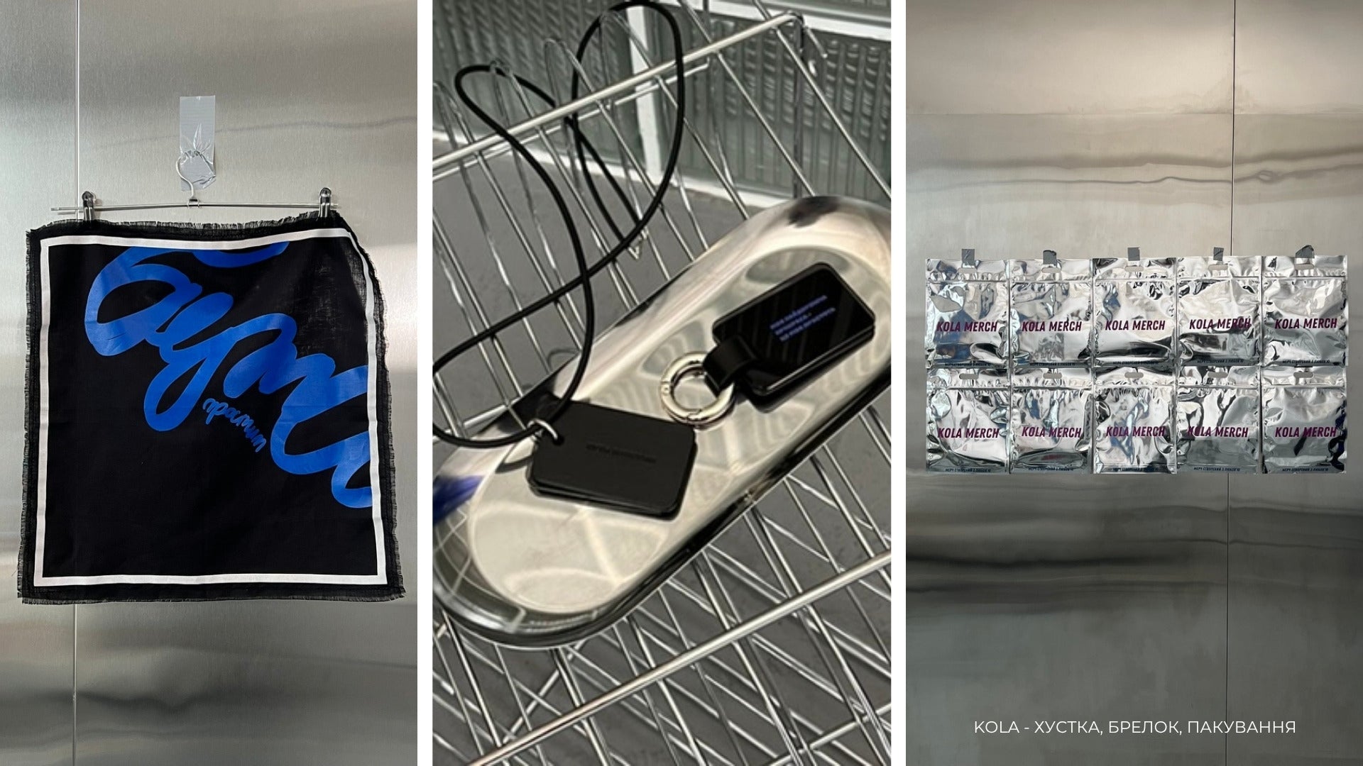 Kola: scarf, key tag, packaging